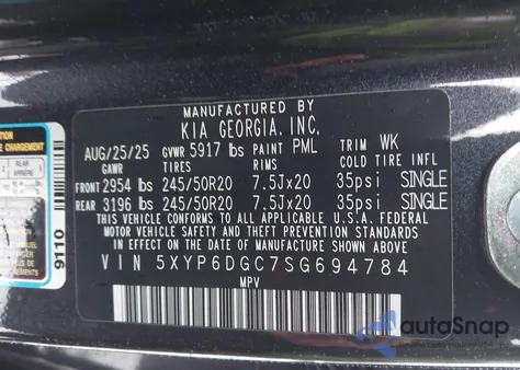 2025 Kia Telluride S z USA, uszkodzony, nr VIN 5XYP6DGC0SG677874